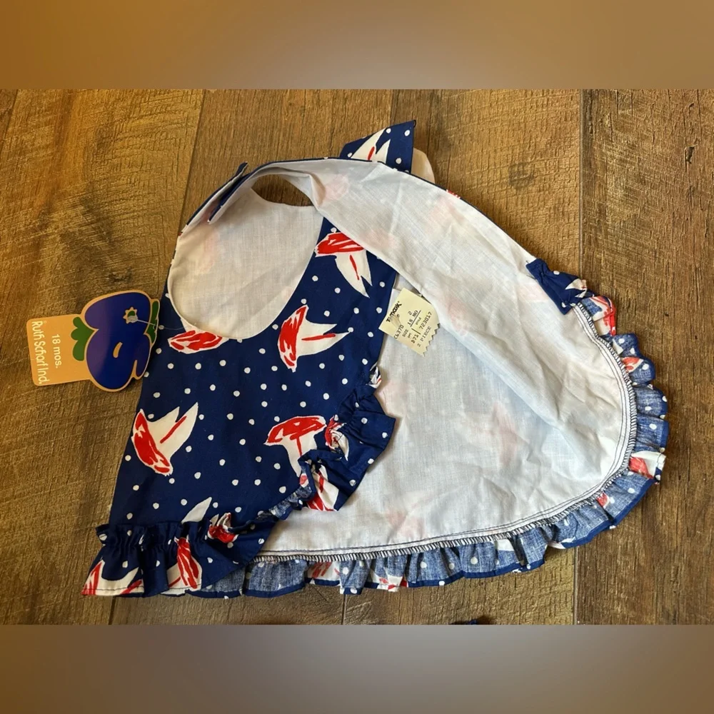 Ruth Scarf NWT‎ VTG Sail Boats Bloomer Set Nautical 18 Months Retro Dead-stock